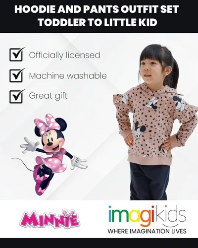 Miniatura 3 de Disney Minnie Mouse - Conjunto de sudadera con capucha y pantalones de forro polar para niñas pequeñas