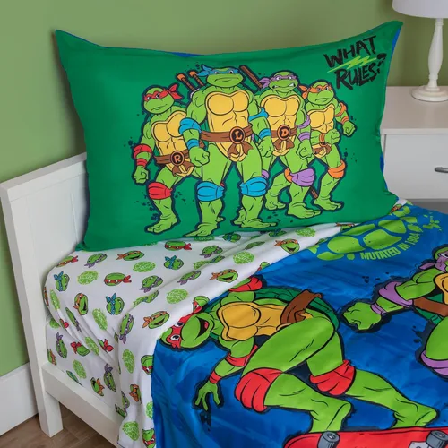 Miniatura 8 de TEENAGE MUTANT NINJA Turtles - Juego de ropa de cama infantil de 4 piezas, incluye edredón, juego de sábanas, sábana bajera, sábana superior + funda
