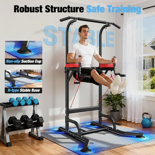 Miniatura 2 de Dskeuzeew Power Tower Estación de Barra de Dominadas para Gimnasio en Casa Fuerza, Estación de Dominadas y Fondos de 450 LBS Entrenador Asistivo