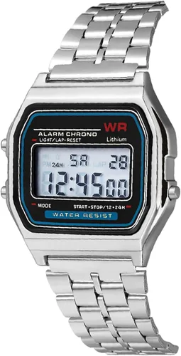Miniatura 8 de Reloj digital, reloj deportivo LED F91W - Reloj electrónico ajustable con correa de acero para negocios