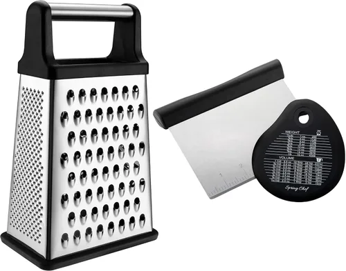 Spring Chef Professional XL - Juego de rallador de caja y raspador de banco, color negro