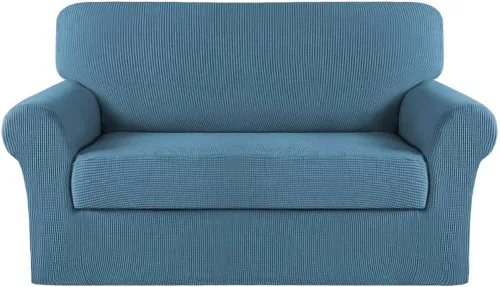 Miniatura 25 de Turquoize Fundas para sofá lavables de 2 piezas, fundas para sofá de 3 cojines, fundas elásticas para sofá con parte inferior elástica, tela