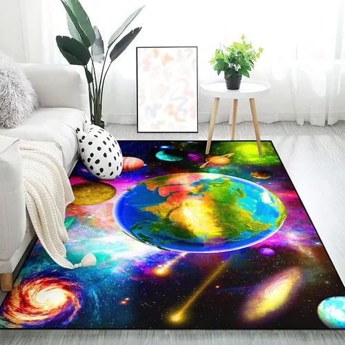 Miniatura 15 de Alfombra espacial para habitación de niños, alfombra de galaxia para niños, alfombras espaciales para dormitorio de niños, decoración