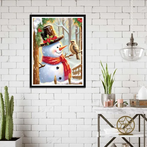 Miniatura 3 de Wergund - Kits de arte de diamantes de imitación, muñeco de nieve de Navidad, kits de pintura de diamantes para adultos y niños, bordado