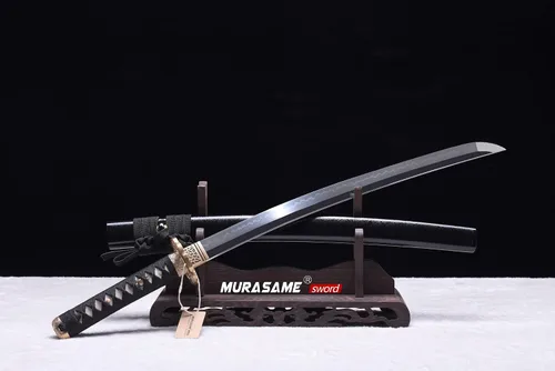 Miniatura 6 de MURASAME Wakizashi Sword T10 - Arcilla de acero templada real Hamon Full Tang muy afilada