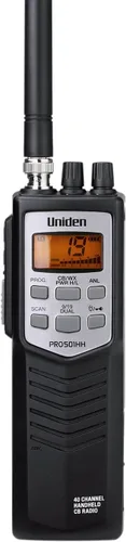Uniden PRO501HH Pro-Series - Radio CB portátil de 40 canales, radio de emergencia/viaje, pantalla LCD grande, ahorro de energía alta/baja, 4 vatios,