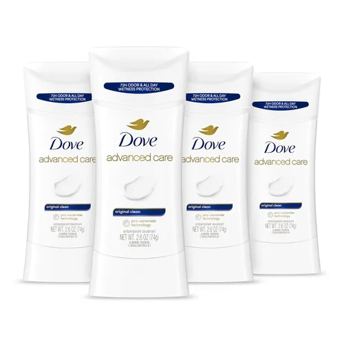 Dove Desodorante antitranspirante de cuidado avanzado Stick Original Clean 4 unidades Para ayudar a reparar la barrera de la piel después del