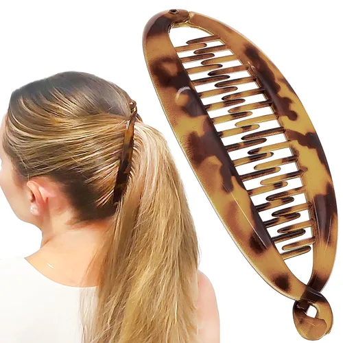 Miniatura 30 de Camila Paris CP3133 - Peine de pelo con clip de plátano francés de 4.5 pulgadas, para niñas, estilo clásico, flexible, para cola de caballo Beige