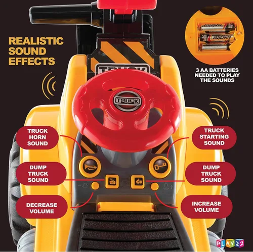 Miniatura 4 de Play22 - Tractores de juguete para niños en excavadora – Sonidos musicales de tractor incluye casco con rocas – Juego de simulación – Camión