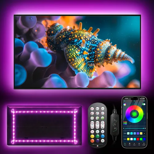 Miniatura 10 de Daymeet Retroiluminación LED para TV, 9.8 pies para TV detrás de TV de 32-60 pulgadas, luces LED para monitor, retroiluminación RGB, tira de luz