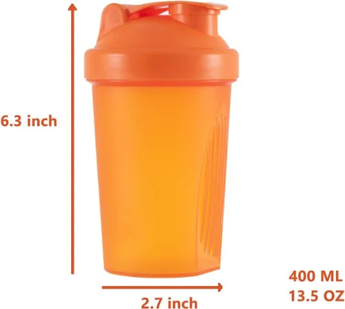 Miniatura 2 de Shaker Bottle - Batidos de proteínas y botellas agitadoras de 16 onzas/13.5 fl oz con bolas batidoras, plástico sin BPA (naranja + verde (2 unidades)