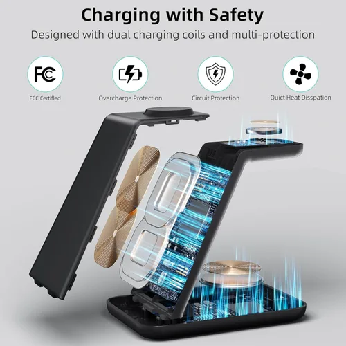 Miniatura 3 de Cargador inalámbrico para Samsung, estación de carga rápida 3 en 1 para Samsung Galaxy S23/S22/S21/S20/S10/Note 20/10, soporte de carga inalámbrico