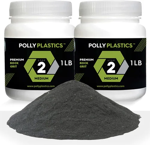 Polly Plastics Rock Tumbler - Recambio de grano medio, grano medio de carburo de silicio 180/220, etapa 2 para rodar piedras (paquete de 2) (2