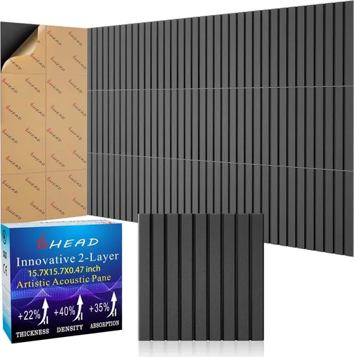 Miniatura 15 de BSHEAD 10 piezas de paneles acústicos de microfibra de 165dtex, paneles de pared insonorizantes autoadhesivos, paneles de espuma de 12 x 12 x 0.4