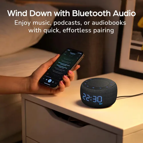 Miniatura 9 de BUFFBEE Reloj despertador con altavoz Bluetooth con radio FM, sonido de alta fidelidad, atenuador de rango completo, radio despertador enchufado