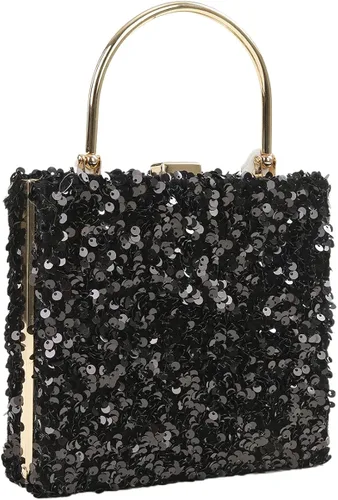 Miniatura 3 de IAMUHI Pequeño bolso de mano de lentejuelas con asa superior, bolso de noche, mini bolso cruzado cuadrado de hombro