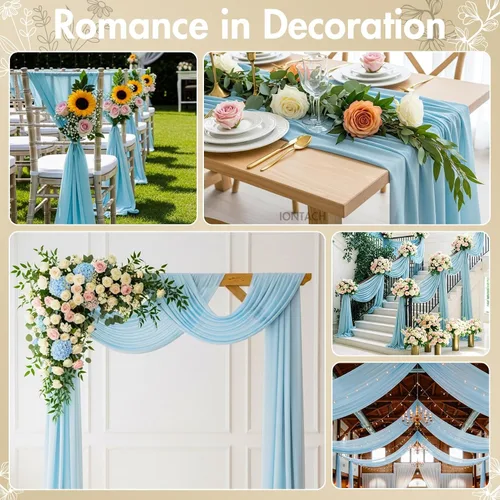 Miniatura 4 de Tela de gasa de 60" por The Yard precortada, tela transparente para drapeado de arco de boda, cortina bufanda, decoración de fondo de fiesta, Azul