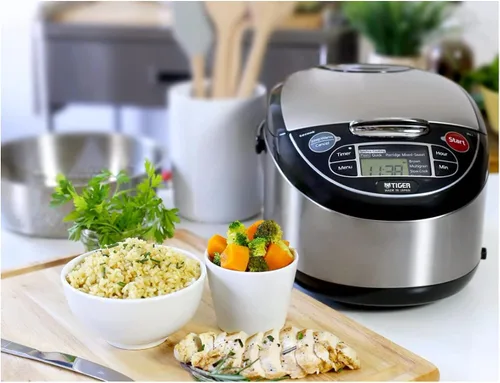 Miniatura 3 de TIGER JAX-T10U-K - Olla Arrocera y Calentador Micom de 5.5 Tazas (Sin Cocinar) con Tecnología de Bandeja de Cocción al Vapor de Alimentos Tacook