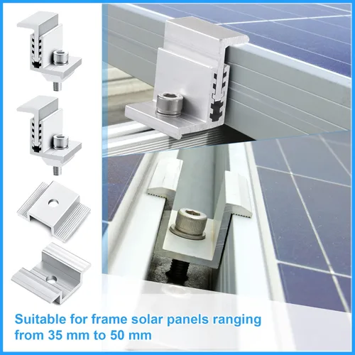 Miniatura 6 de Soporte de panel solar de 1.06 pulgadas de aluminio con soportes de montaje, abrazaderas de 1.260-1.969 in, abrazaderas ajustables para panel