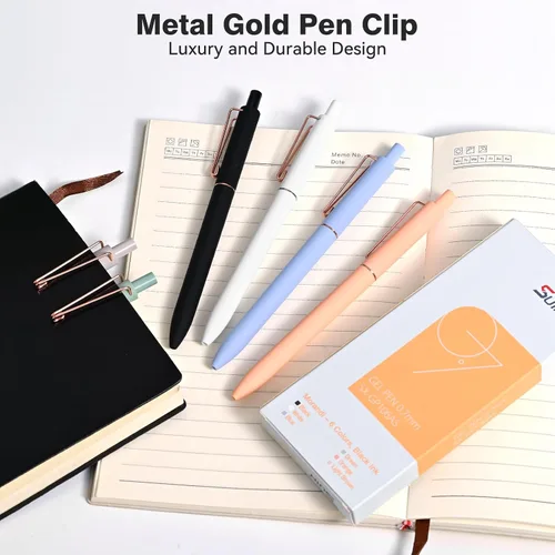 Miniatura 6 de SUIN Bolígrafos de gel – Tinta negra de secado rápido de 0.028 in, bolígrafos de gel retráctiles, punta fina media para una escritura suave, bonitos