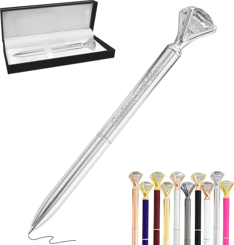 Miniatura 52 de Aolun 10 bolígrafos de diamantes con cristal personalizados a granel, bolígrafo de metal personalizado con nombre grabado, regalos de texto