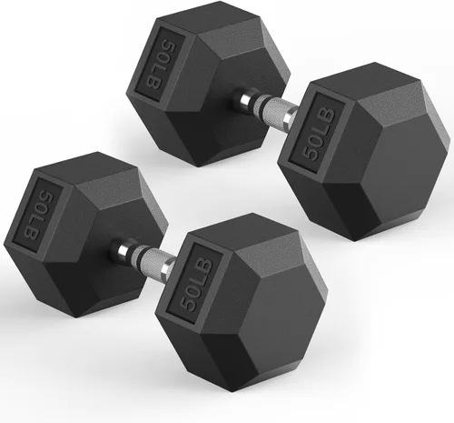 Miniatura 22 de HANDBODE Juego de mancuernas hexagonales de 40 a 570 libras, mancuernas de ejercicio y fitness con revestimiento de goma, peso de mano