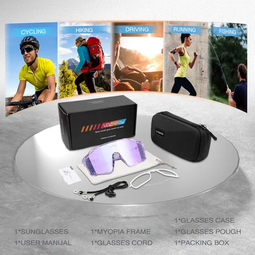 Miniatura 6 de Photochromic Cycling Glasses for Men Women, UV400 Sports Sunglasses for MTB, Riding, Running, Fishing, Baseball A3 morado