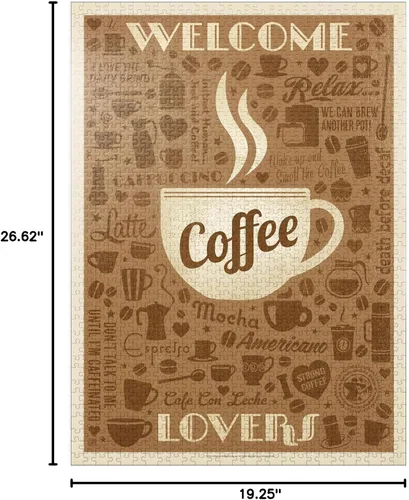 Miniatura 7 de MyPuzzle Coffee Pattern Print, póster vintage, rompecabezas de 100 piezas prémium para adultos