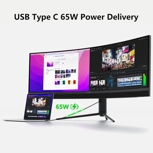 Miniatura 2 de INNOCN 45C1R Monitor de juegos curvo ultraancho de 45 pulgadas 5120 x 1440p, R1500, HDR400, USB tipo C con suministro de energía de 90W, PIP/PBP