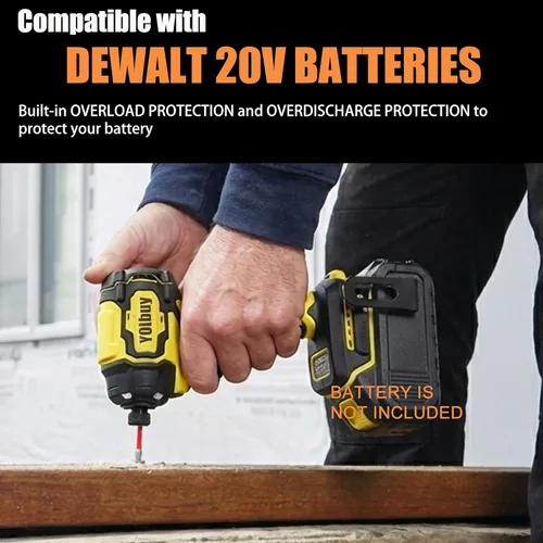 Miniatura 8 de YOIbuy Destornillador de Impacto Inalámbrico de 1/4 de Pulgada, Taladro de Impacto Compacto y Ligero, Compatible con Baterías Dewalt de 20V, Rojo