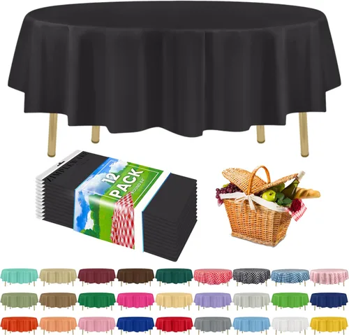 Miniatura 122 de Zimpleware - Mantel redondo de plástico para fiestas de 213 cm (84 pulgadas) de diámetro (paquete de 1, 6 y 12 unidades)
