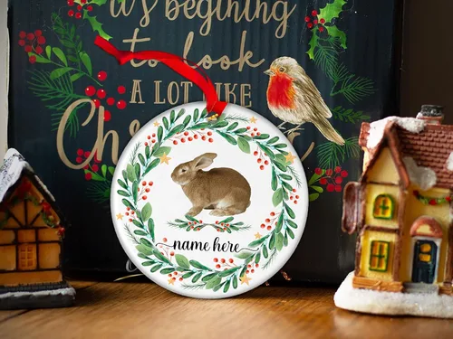 Prezzy Adornos personalizados de conejo con nombre personalizado, regalos para amantes de los animales, para amigos, familia, colgar decoraciones de