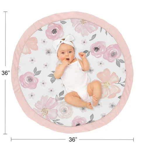 Miniatura 4 de Sweet Jojo Designs Tapete de juego para bebé (rosa y gris bohemio floral) para niñas, bebés, niños pequeños y niños pequeños