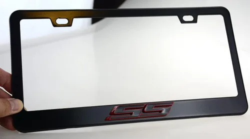 Miniatura 2 de 1 soporte de marco de matrícula de acero inoxidable SS para Chevy Camaro (negro rojo)