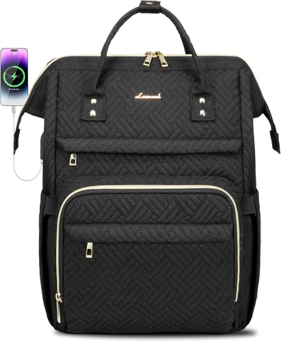 Miniatura 22 de LOVEVOOK Mochila para laptop para mujer con bolsillo gigante para vasos, mochila de viaje impermeable de 15.6 pulgadas, bolsa de computadora