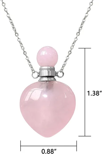 Miniatura 33 de Perfume Bottle Necklace Heart Shape, Amethyst Necklace Healing Crystal for Women, Essential Oil Diffuser Bottle Necklace Jewelry for Liquid