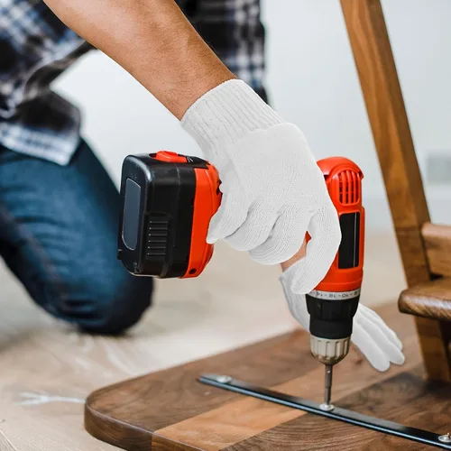 Miniatura 6 de Sintuff 100 Pares de Guantes Forros de Algodón para Barbacoa de Punto de Cuerda de Poliéster Guantes de Seguridad para Cocinar, Asar a la Parrilla