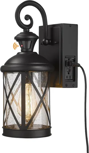Miniatura 8 de Darkaway Lámpara de pared con sensor de movimiento para exteriores, luz de porche al aire libre del atardecer al amanecer con salida GFCI, aplique