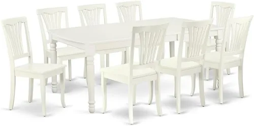 Miniatura 5 de East West Furniture DOAV9-BCH-LC - Juego de mesa de comedor de 9 piezas, incluye una mesa rectangular de madera con hoja de mariposa y 8 sillas
