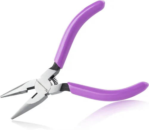 Miniatura 17 de SPEEDWOX Alicates de Punta de Aguja Doblada con Mandíbula Dentada Mini Alicates de Punta Larga Doblados Alicates Removedores de Aguja Herramientas