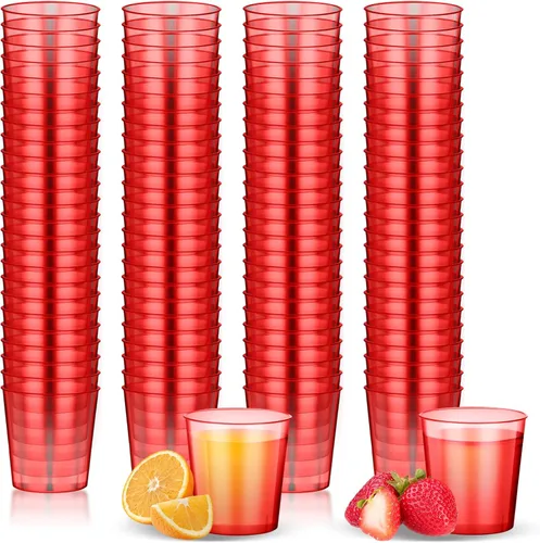 Miniatura 8 de Tioncy 100 vasos de chupito de plástico neón de 1 oz, vasos de chupito desechables de colores, mini vasos de fiesta para beber para cóctel, whisky