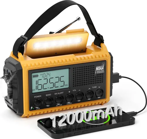 Miniatura 15 de AUTO NOAA Radio de emergencia de alerta, manivela solar portátil AM FM radio meteorológica de onda corta para supervivencia, radio a