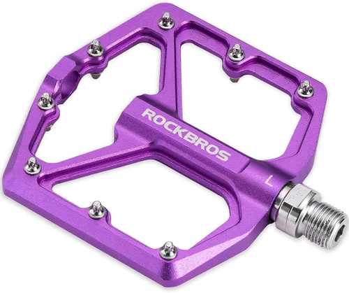 Miniatura 9 de ROCKBROS Pedales de Bicicleta de Montaña Pedales MTB Pedales Planos de Bicicleta de Aluminio 9/16" Rodamiento Sellado Plataforma Ligera