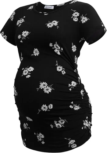 Miniatura 40 de Smallshow - Camiseta de maternidad para mujer, diseño de lados fruncidos, tipo túnica, prendas para el embarazo