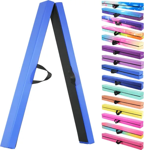 FC FUNCHEER - Viga de equilibrio plegable, viga de suelo para gimnasia, equipo de gimnasia para niños, base de madera, fondo antideslizante y bolsa