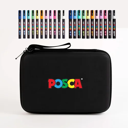 Posca Conjunto de regalo exclusivo de vacaciones de marcadores de pintura 3M y 5M de 22 unidades con estuche de transporte, ideal para niños y