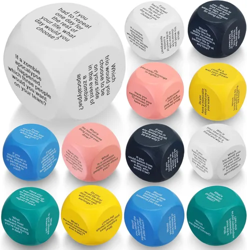 Hanaive 12 piezas de dados de conversación para romper el hielo, juegos de equipo para romper el hielo, juego de dados para adultos, trabajo y