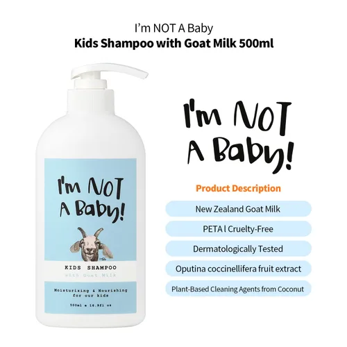 Miniatura 2 de I'm NOT A Baby! Champú para niños, 16.9 onzas líquidas, leche de cabra, dermatológicamente probado, cero silicona, PETA en crueldad animal y sin