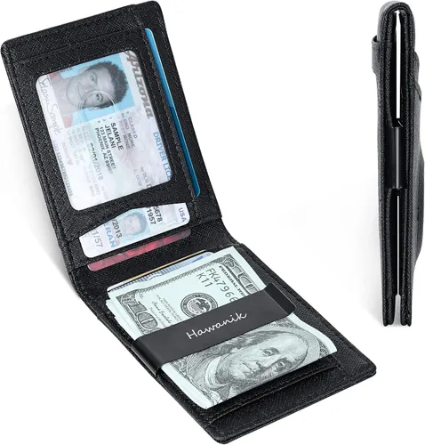 Miniatura 3 de Hawanik Billetera plegable delgada para hombre con soporte de estuche integrado para AirTag