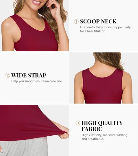 Miniatura 3 de Rosyline Camisetas sin mangas básicas sin mangas para mujer, 4 piezas, camisetas sin mangas